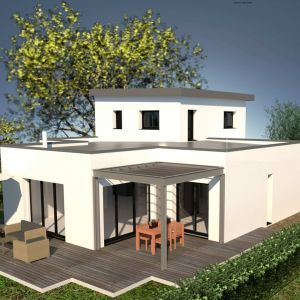 Plan de maison en 3D, perspective sud ouest