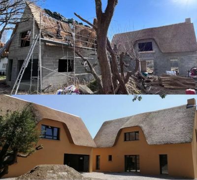 Construction en cours de deux chaumières à St-Lyphard en Loire-Atlantique (44) par Maisons Bouvier, constructeur de maisons individuelles 