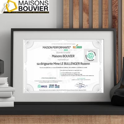 attestation RE2020 en 2026 par maisons bouvier, constructeur de maisons individuelle en loire atlantique 44