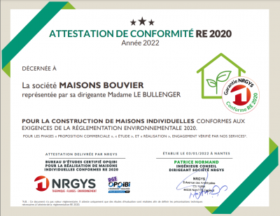 Nouvelle réglementation : Maisons Bouvier conforme à la RE 2020